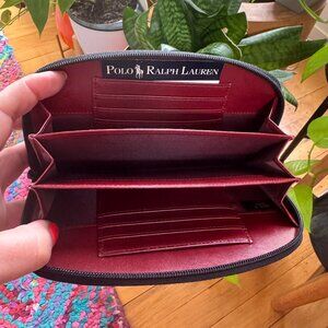 Ralph Lauren Wallet Black Leather Zippered CC Bills